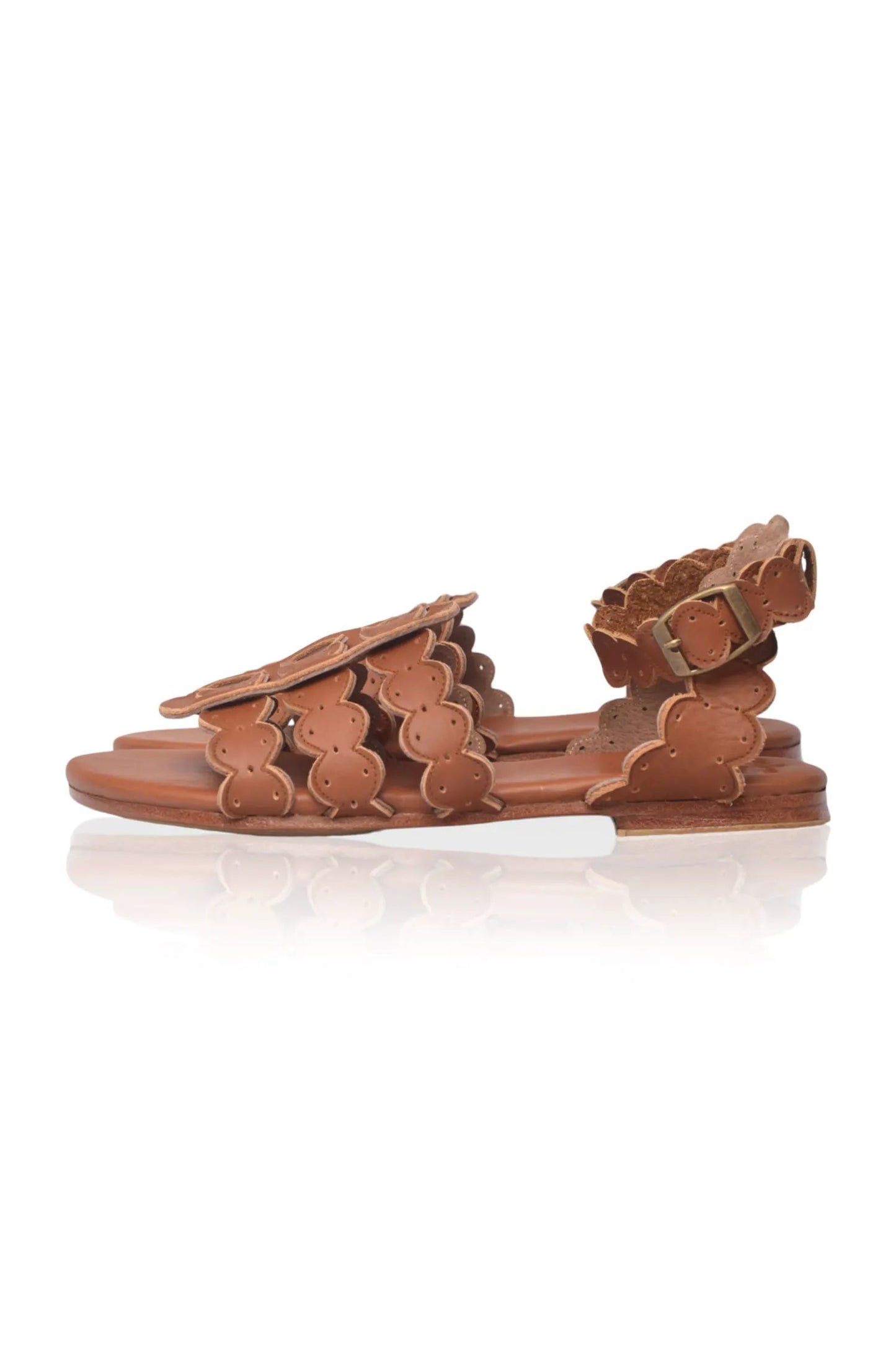 Spell Scalloped Leather Sandals by ELF