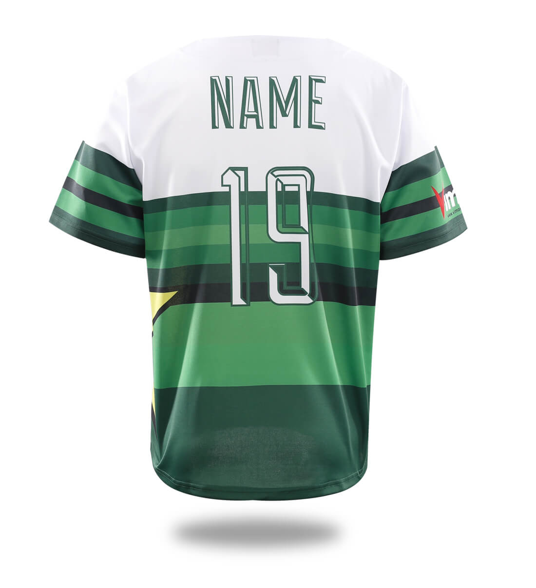 Custom Green Star Baseball Shirt-1