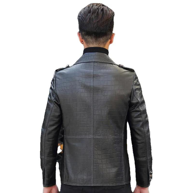 Stark Mens Bold Snake Print Leather Jacket by Inland Leather Co.