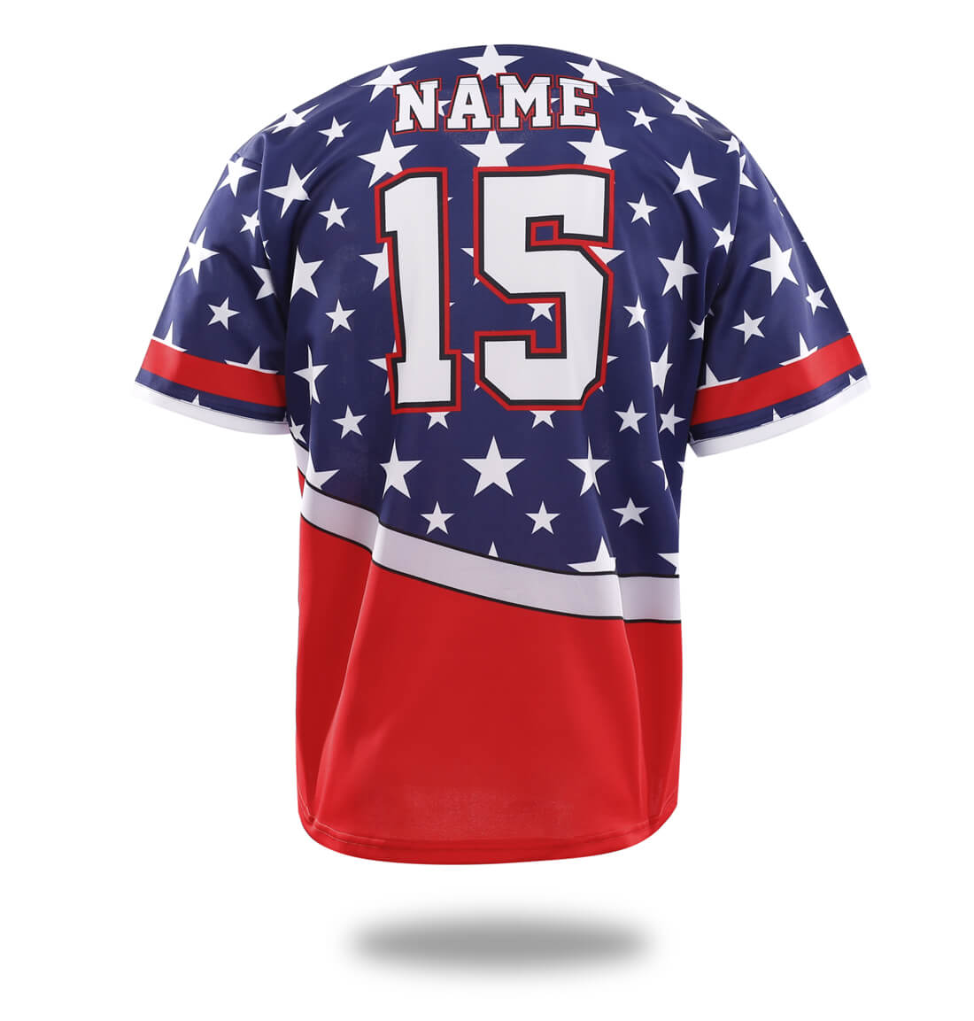 Custom Blue Red Stars Baseball Jersey-1
