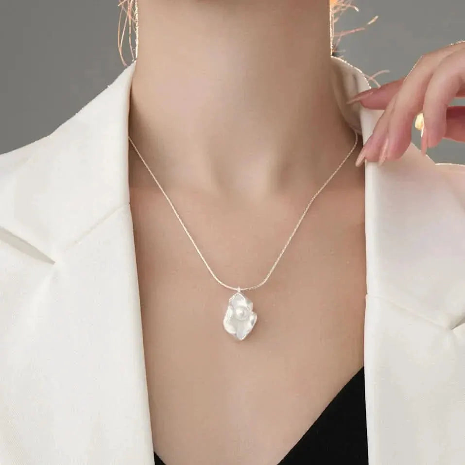 Sterling Silver Princess Pearl Pendant Necklace by Angel Barocco