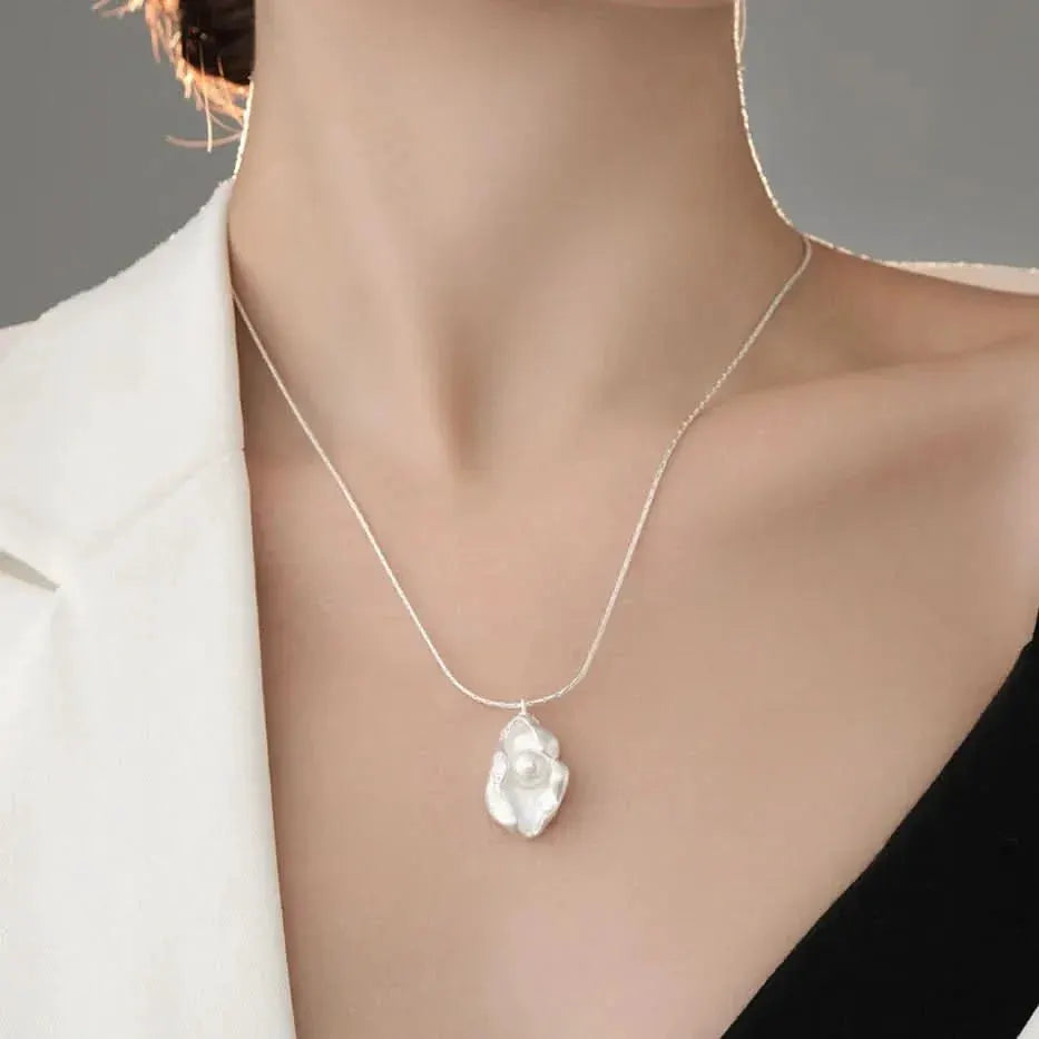 Sterling Silver Princess Pearl Pendant Necklace by Angel Barocco