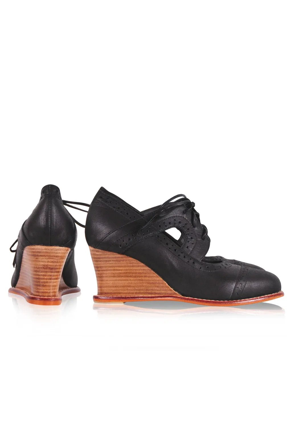 Stockholm Leather Oxford Wedges by Local