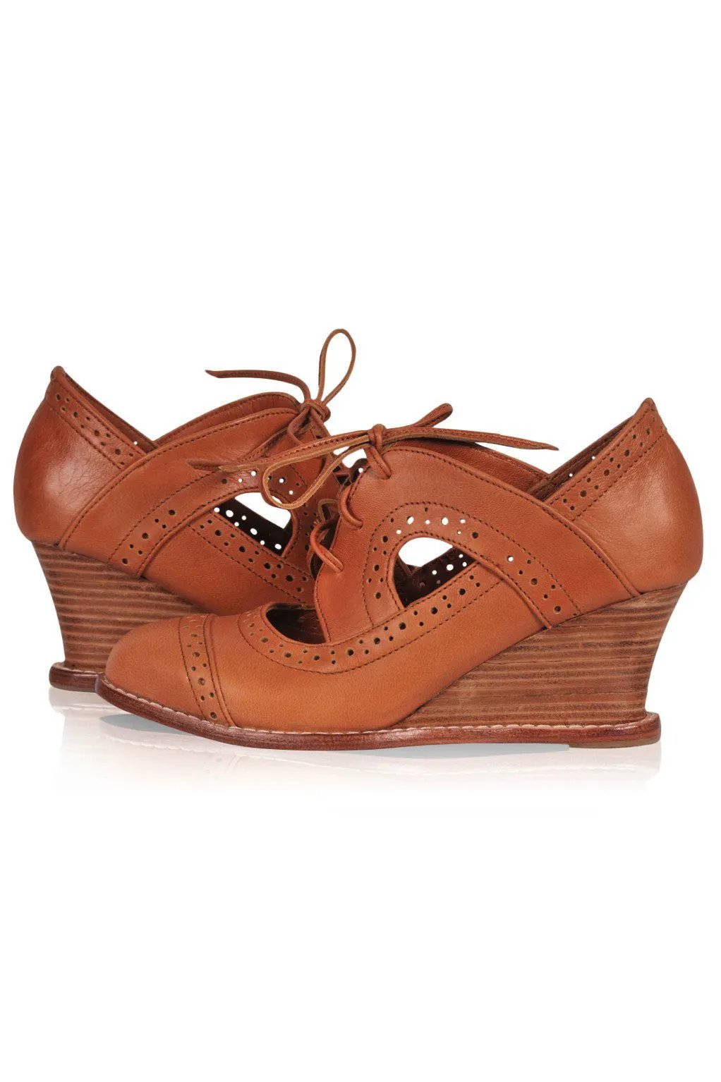 Stockholm Leather Oxford Wedges by Local
