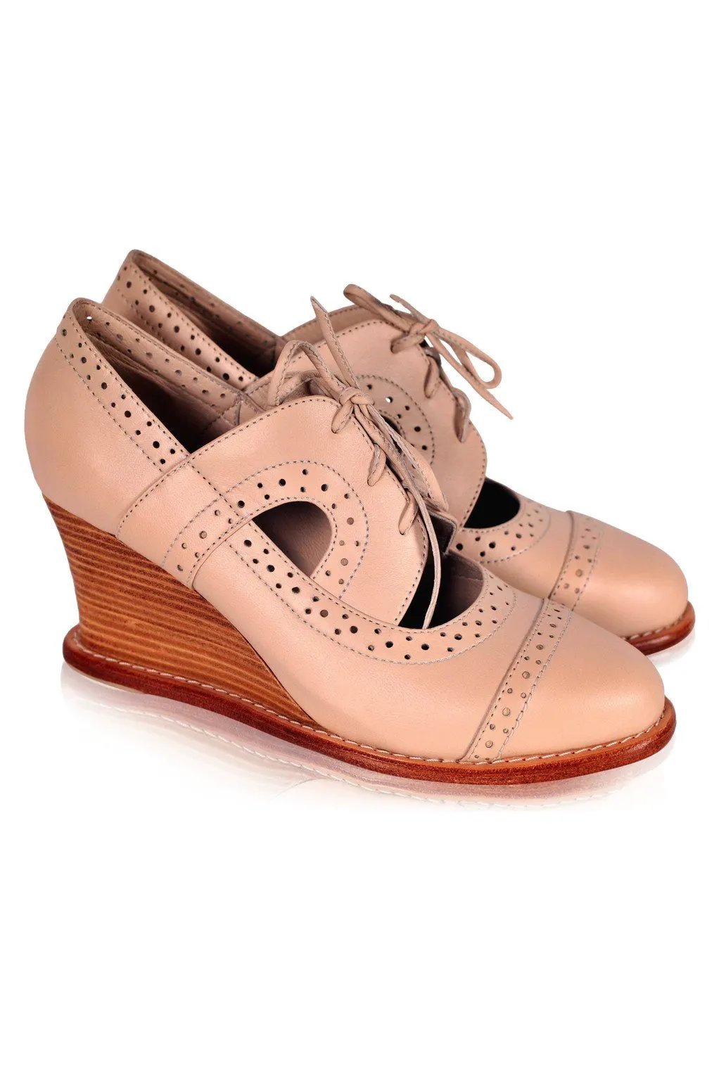 Stockholm Leather Oxford Wedges by Local