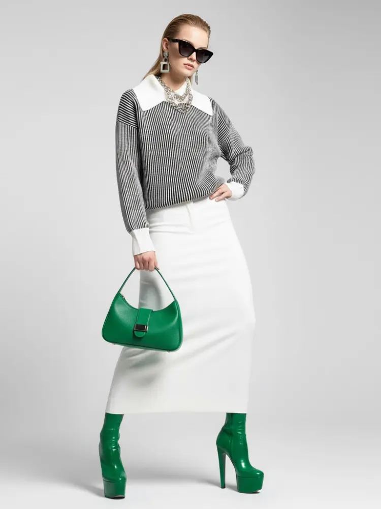 Striped Knit Sweater with Contrast Collar PETER PAN: New Colección COUTURE in NOLITA - BYMANYC ® New York by BYMANYC ® New York