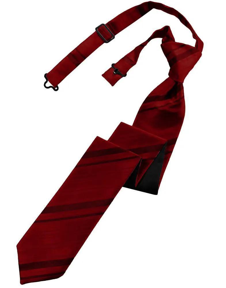 Striped Satin Skinny Necktie Pre-Tie by Tux-USA