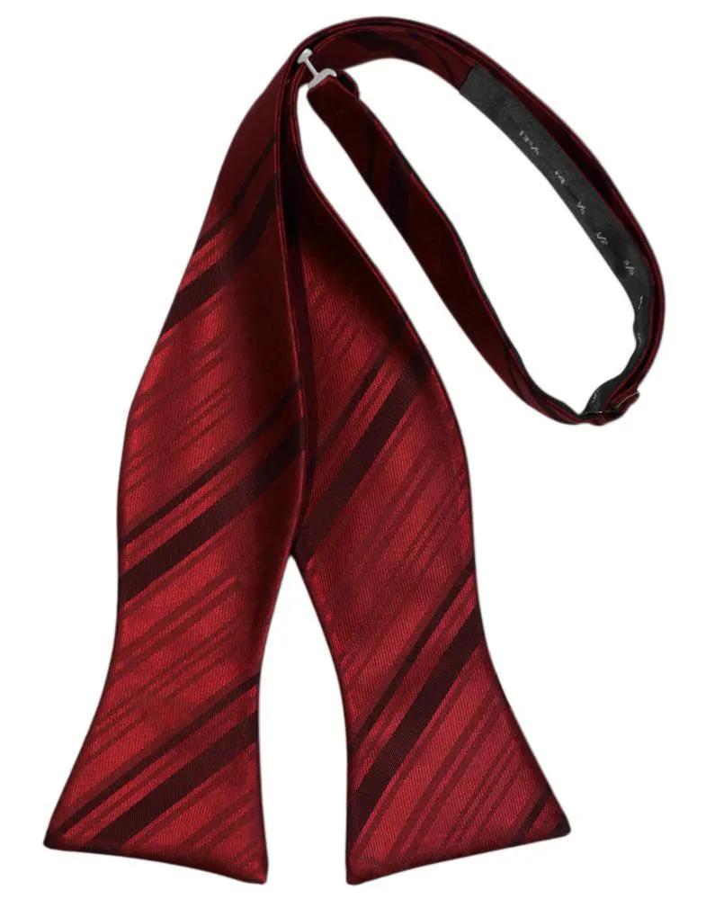 Striped Satin Bow Tie Self Tie by Tux-USA