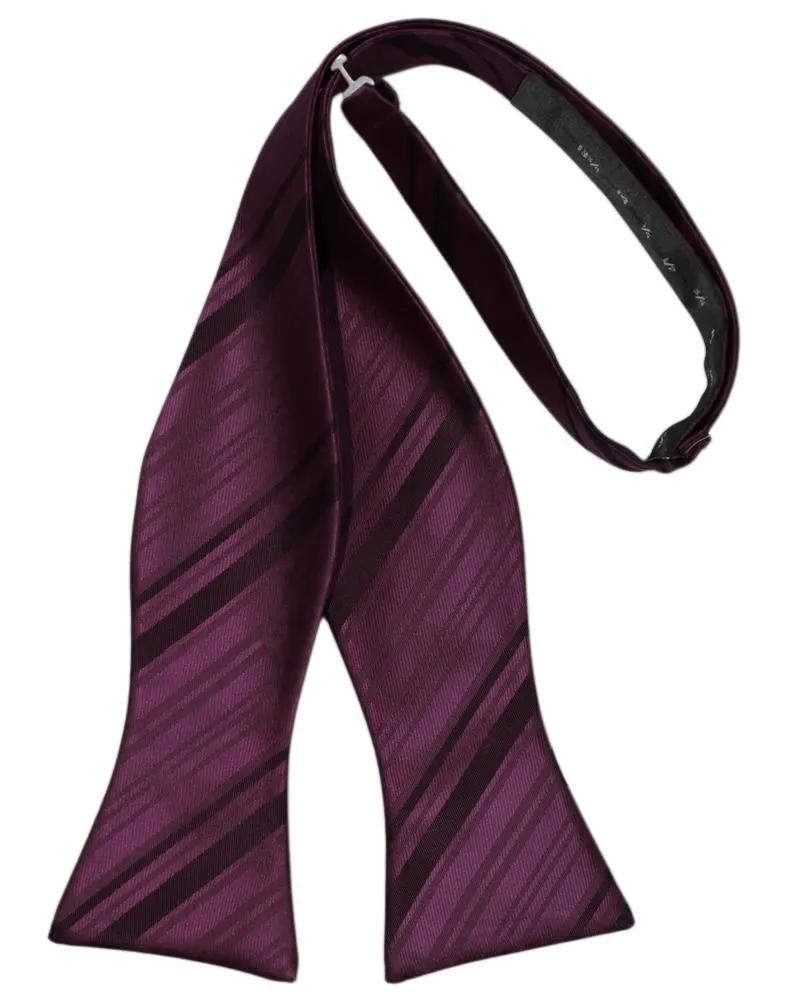 Striped Satin Bow Tie Self Tie by Tux-USA