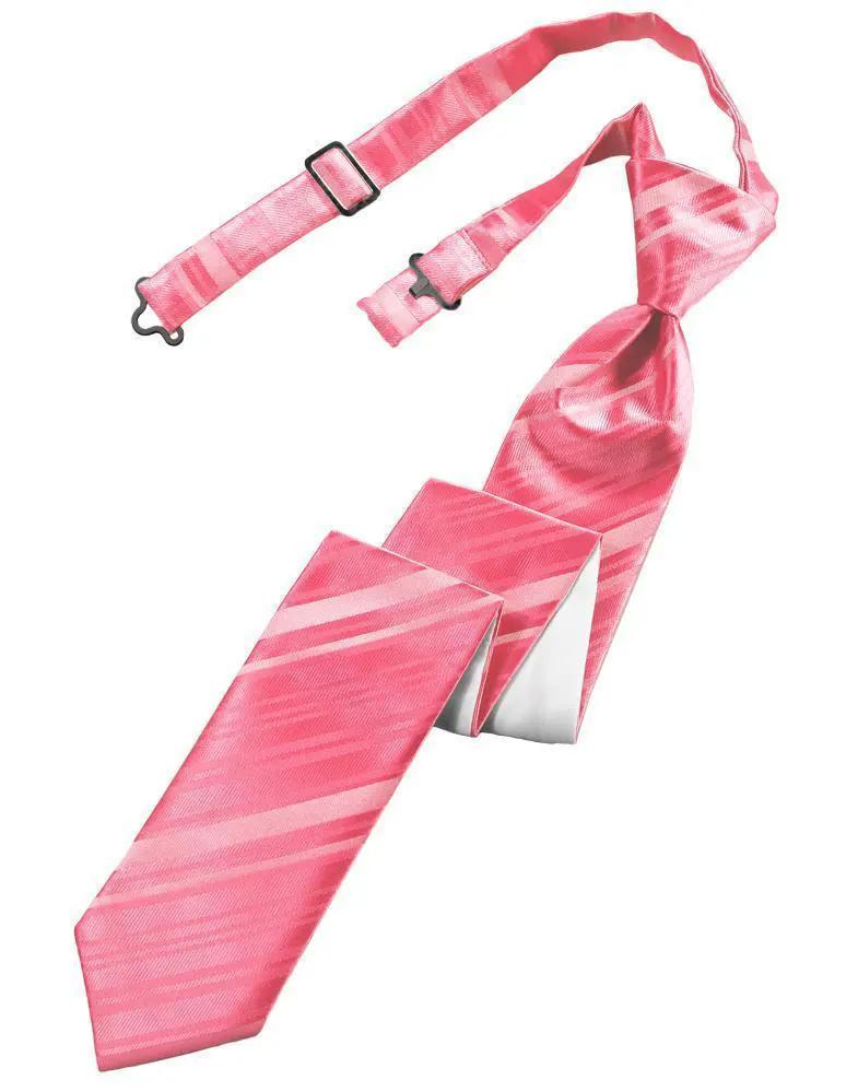 Striped Satin Skinny Necktie Pre-Tie by Tux-USA