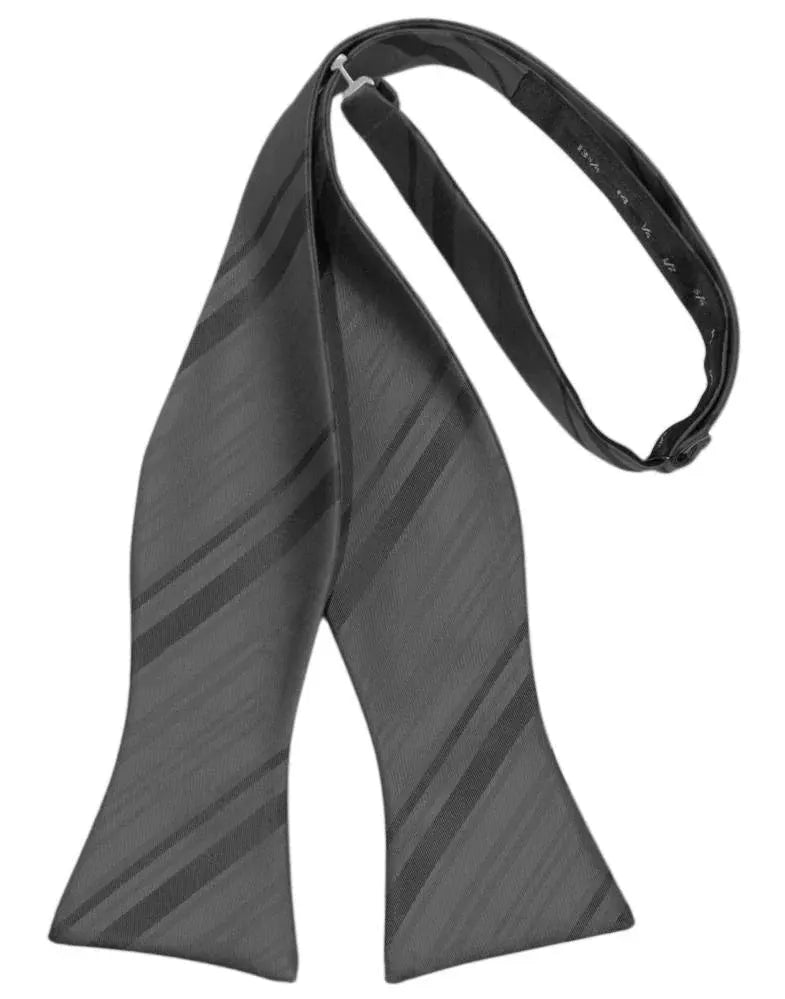 Striped Satin Bow Tie Self Tie by Tux-USA