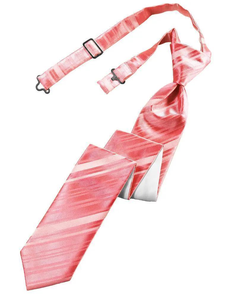Striped Satin Skinny Necktie Pre-Tie by Tux-USA