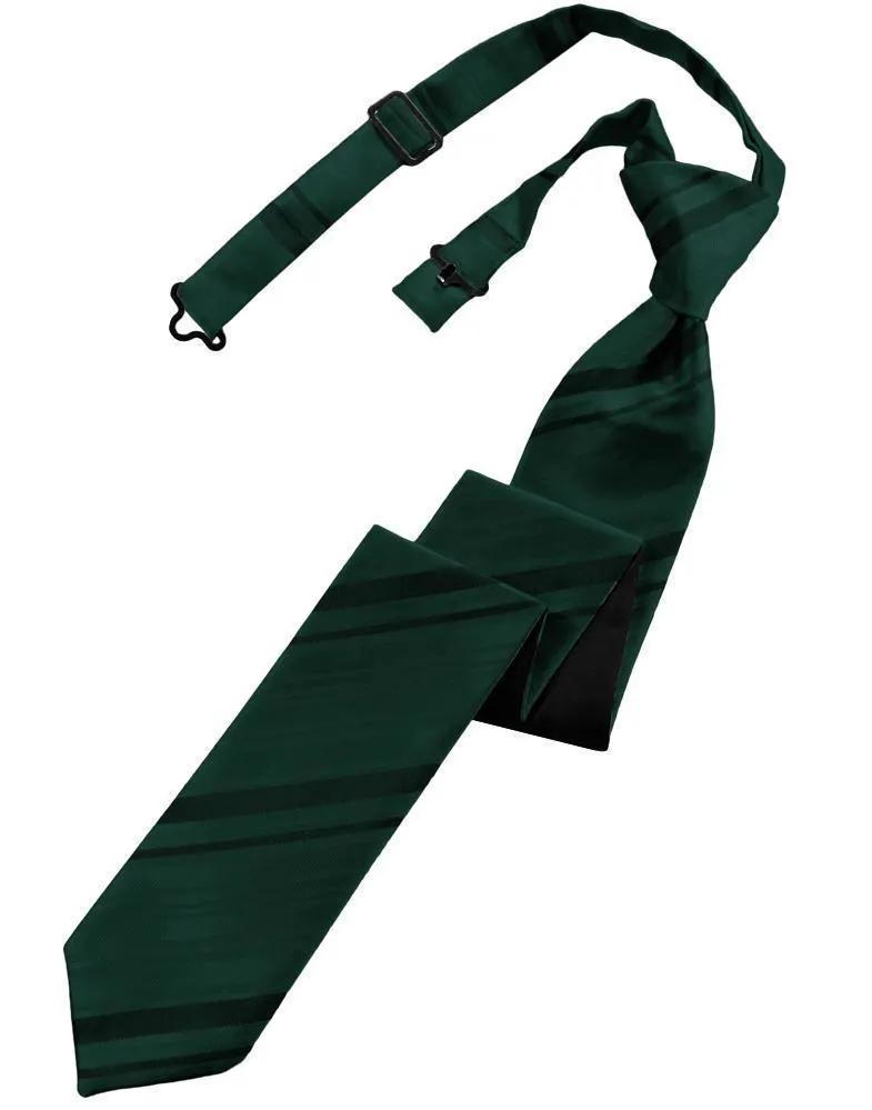 Striped Satin Skinny Necktie Pre-Tie by Tux-USA