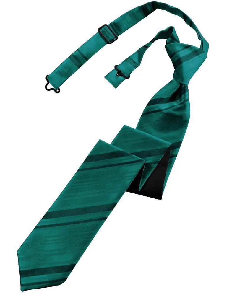 Striped Satin Skinny Necktie Pre-Tie by Tux-USA
