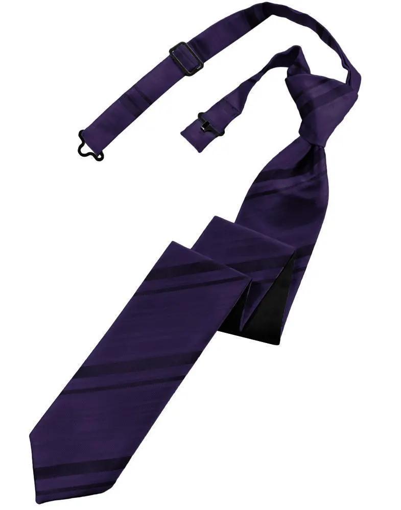 Striped Satin Skinny Necktie Pre-Tie by Tux-USA