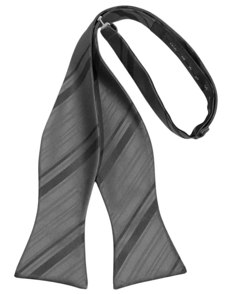 Striped Satin Bow Tie Self Tie by Tux-USA