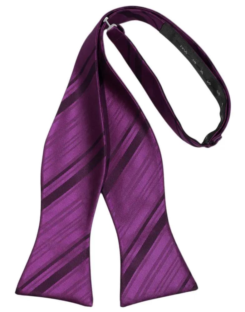 Striped Satin Bow Tie Self Tie by Tux-USA