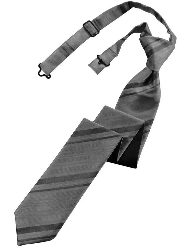 Striped Satin Skinny Necktie Pre-Tie by Tux-USA