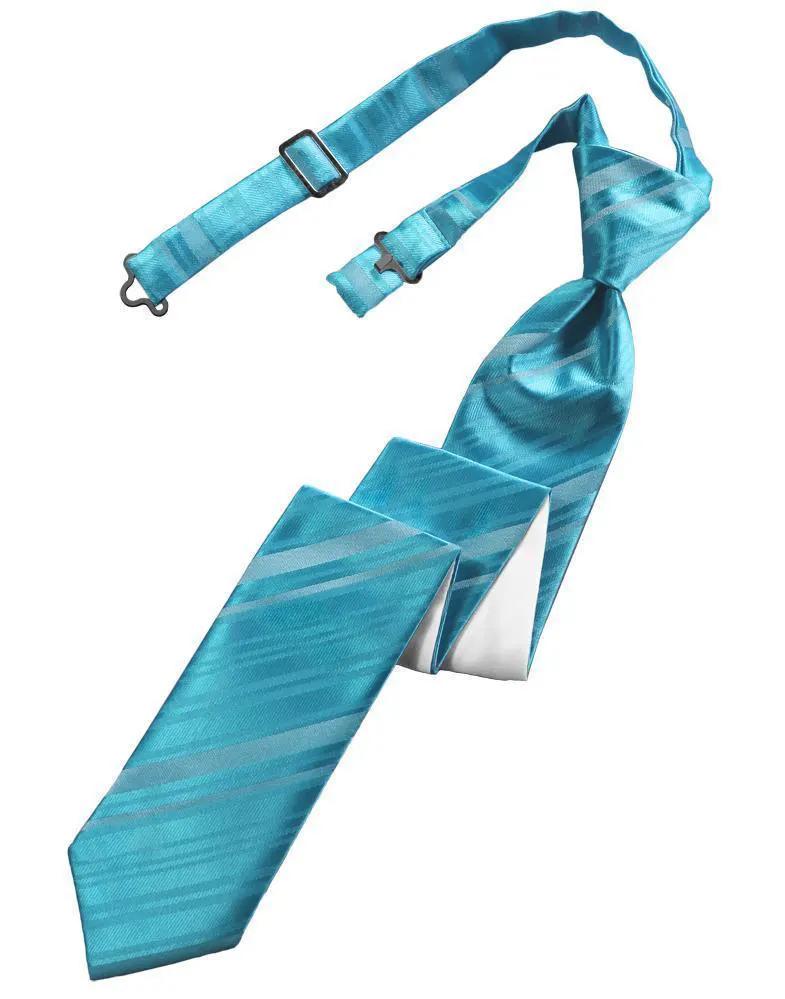 Striped Satin Skinny Necktie Pre-Tie by Tux-USA