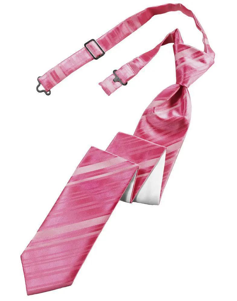 Striped Satin Skinny Necktie Pre-Tie by Tux-USA