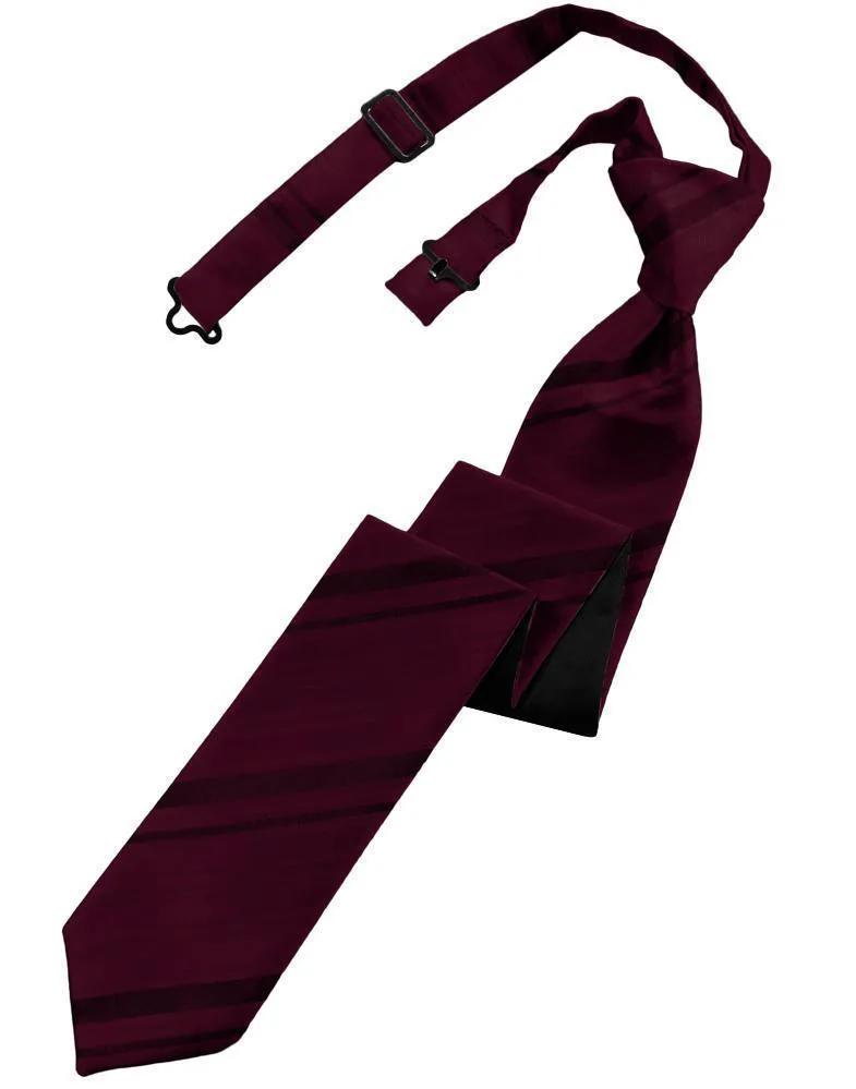 Striped Satin Skinny Necktie Pre-Tie by Tux-USA