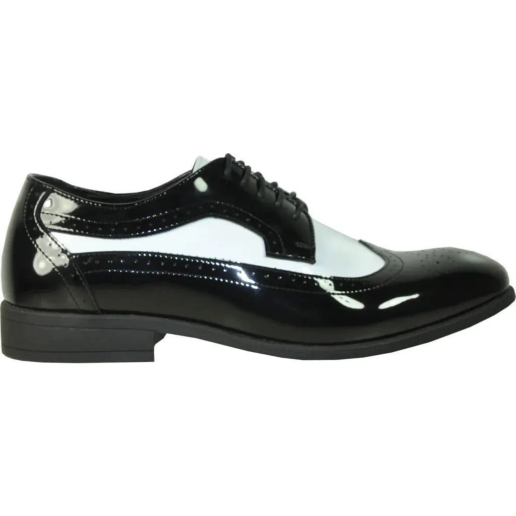 "Telford" Black and White Vangelo Tuxedo Shoes by Tux-USA