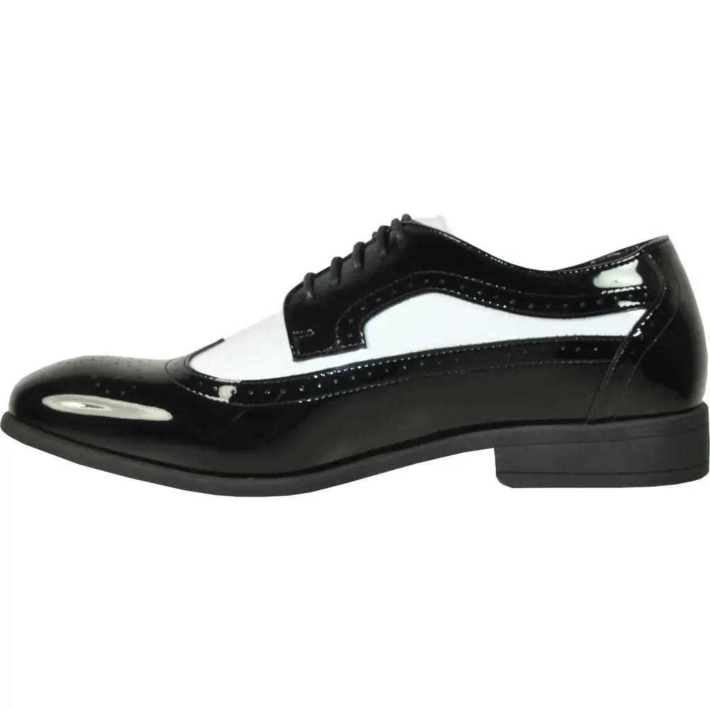 "Telford" Black and White Vangelo Tuxedo Shoes by Tux-USA