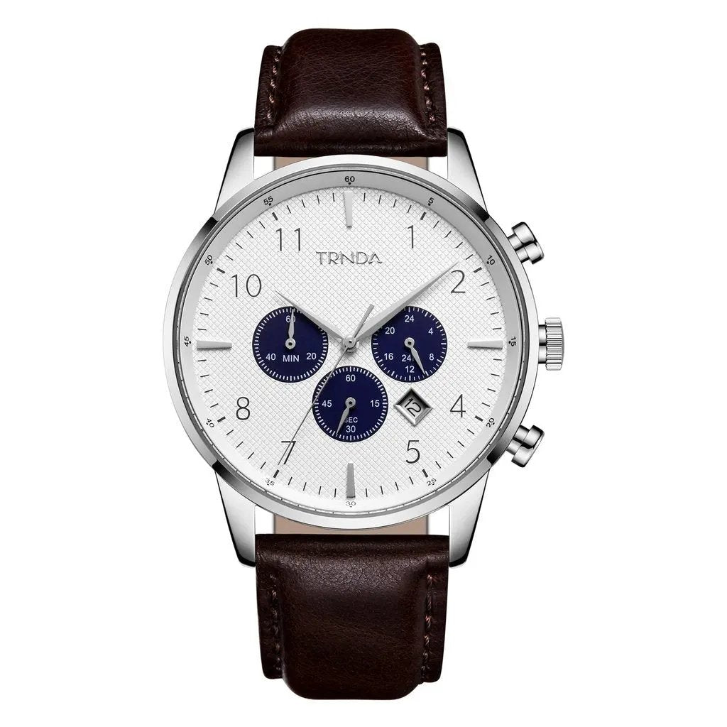 Trnda Men's Stainless Steel Watch, Brown Leather | Trn-W43sl by TRNDA