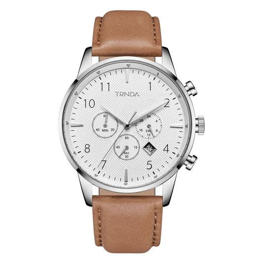 Trnda Men's Stainless Steel Watch, Tan Leather Band | Trnda43ss by TRNDA
