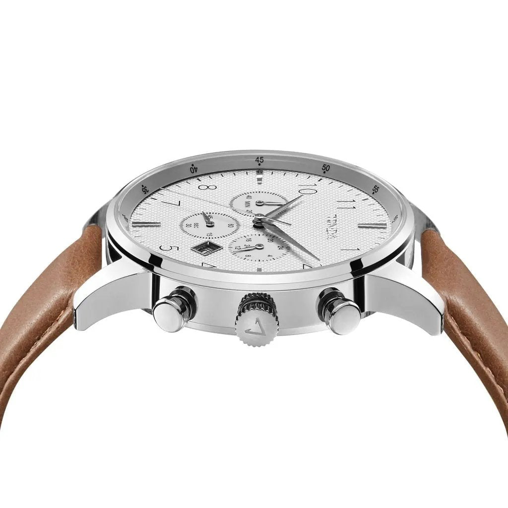 Trnda Men's Stainless Steel Watch, Tan Leather Band | Trnda43ss by TRNDA