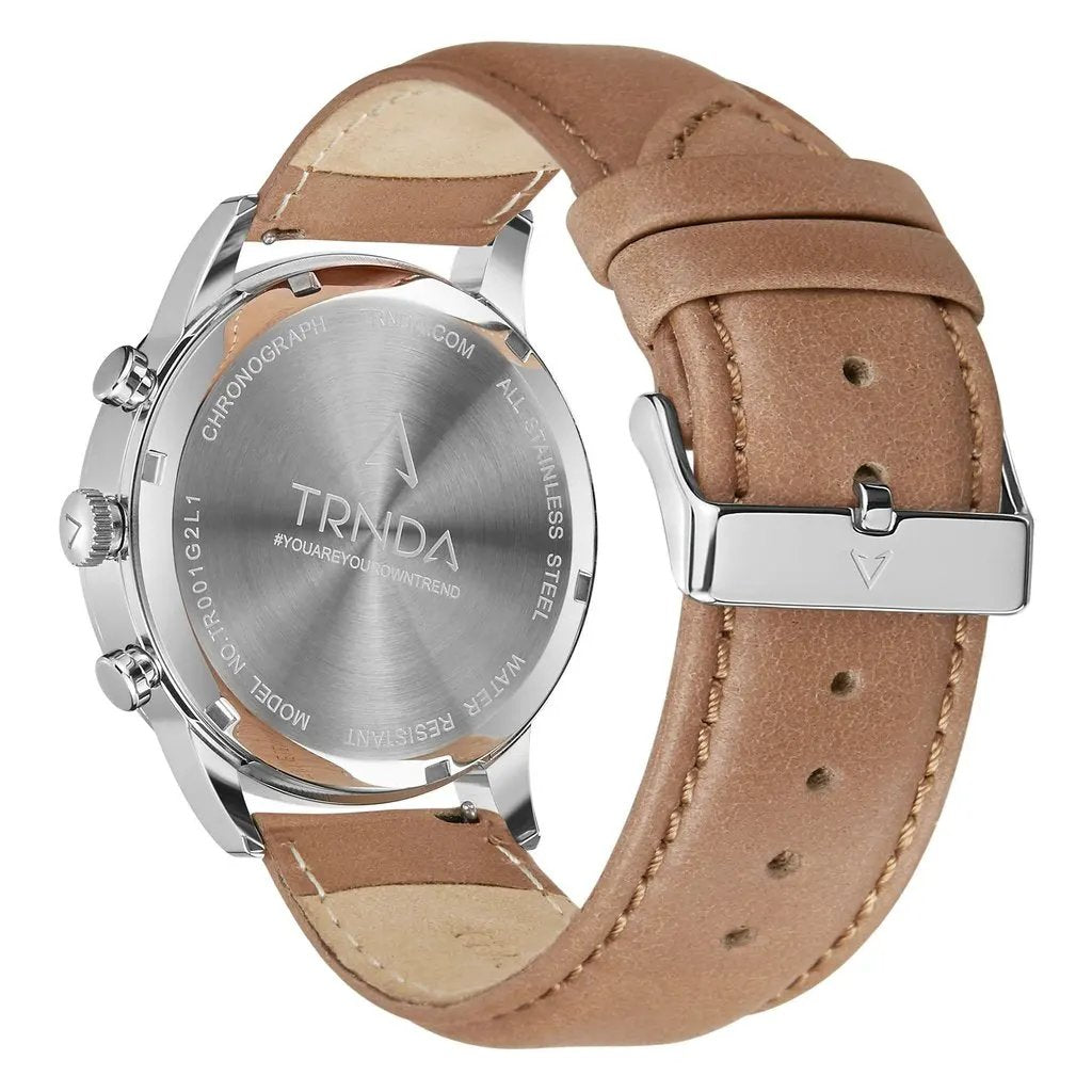 Trnda Men's Stainless Steel Watch, Tan Leather Band | Trnda43ss by TRNDA