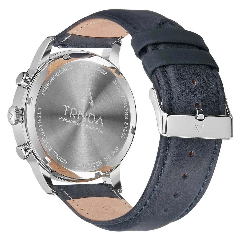 Trnda Men's Stainless Steel Watch, Blue Leather Band | Trnda43bl by TRNDA