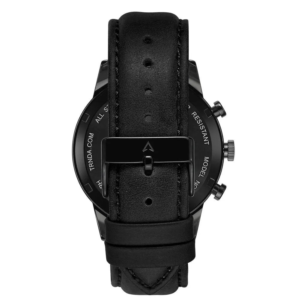 Trnda Men's Stainless Steel Watch, Black Leather Band | Trnda-43bl by TRNDA