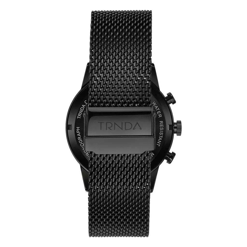 Trnda Men's Black Stainless Steel Watch, Dark Blue Dial | Tr43mbl by TRNDA