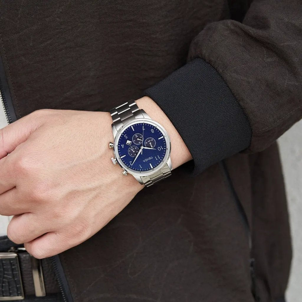 Trnda Men's Stainless Steel Watch, Dark Blue Dial | Tsw43sdb by TRNDA