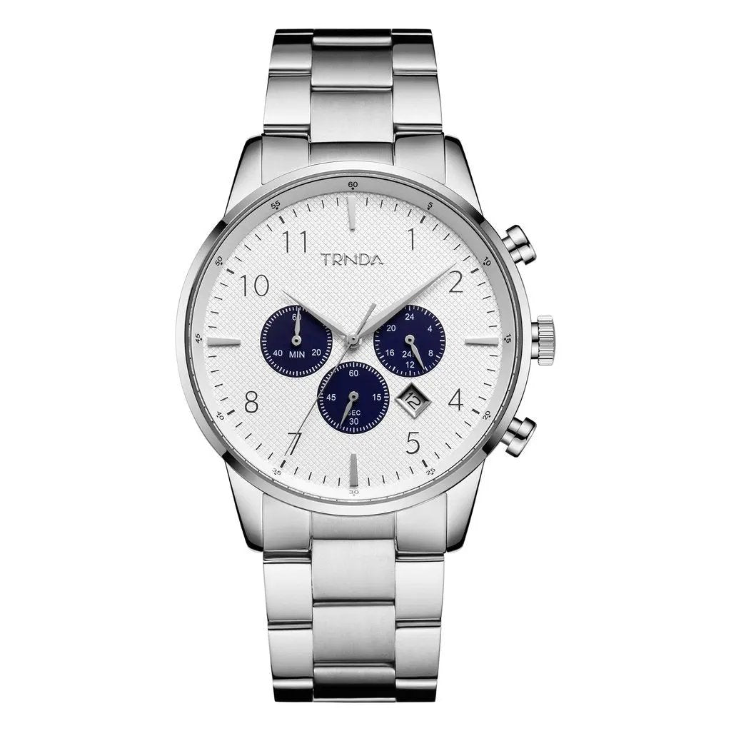 Trnda Men's Stainless Steel Watch, Silver Dial | Trn-Sw43mm by TRNDA