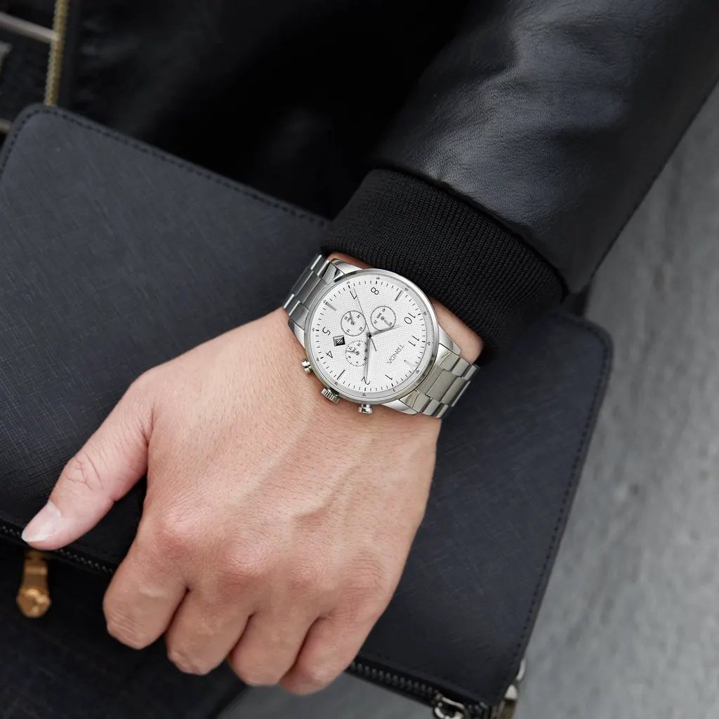 Trnda Men's Stainless Steel Watch, Silver Dial | Trn-Ss43mm by TRNDA