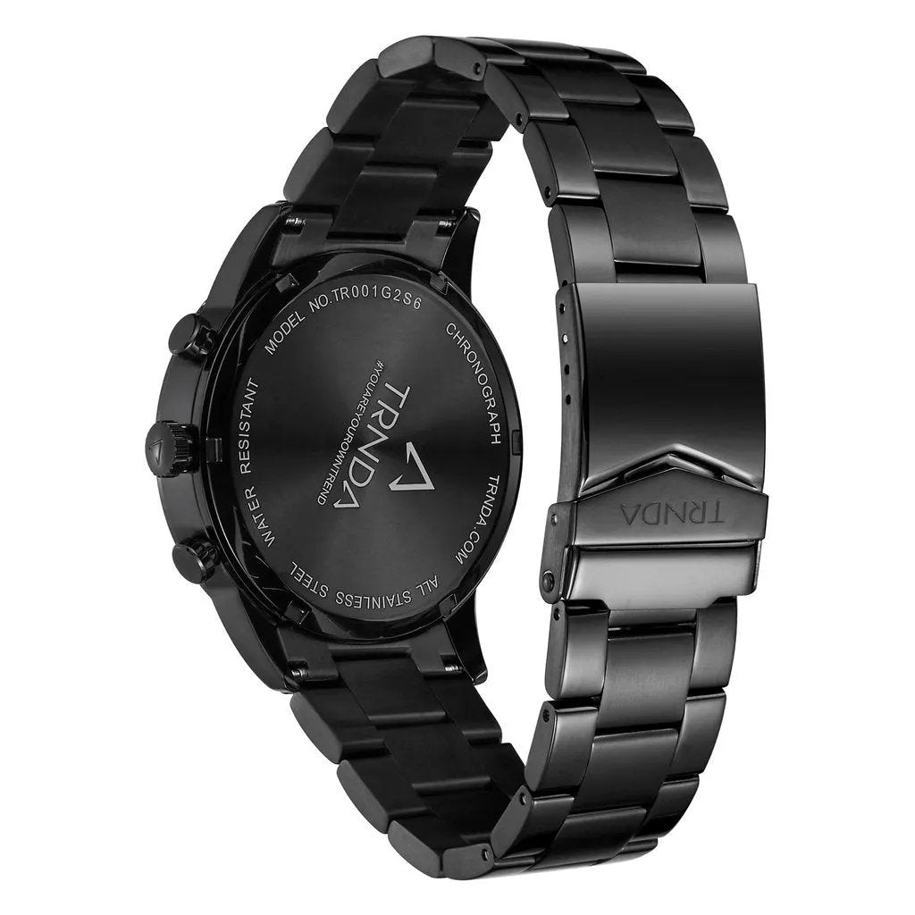 Trnda Men's Black Stainless Steel Watch, Gray Dial | Trn-43b by TRNDA