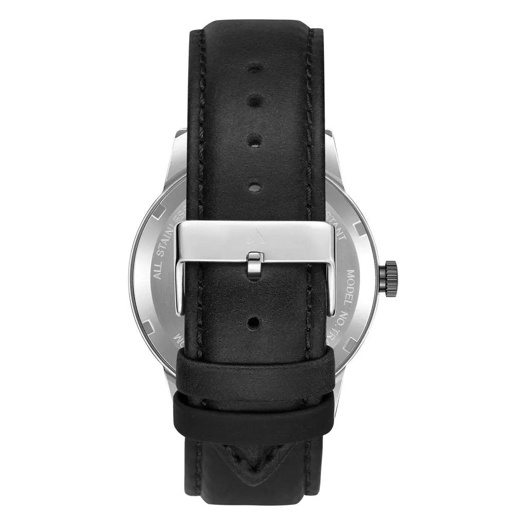 Trnda Men's Stainless Steel Watch, Black Leather Band | Trn1234 by TRNDA