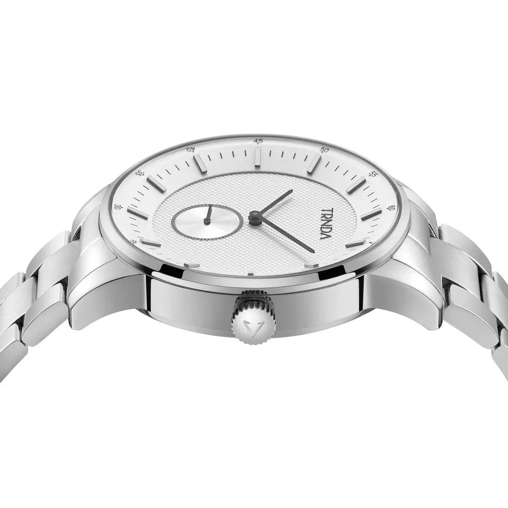Trnda Men's Stainless Steel Watch, Silver Dial | Trnda-43s by TRNDA