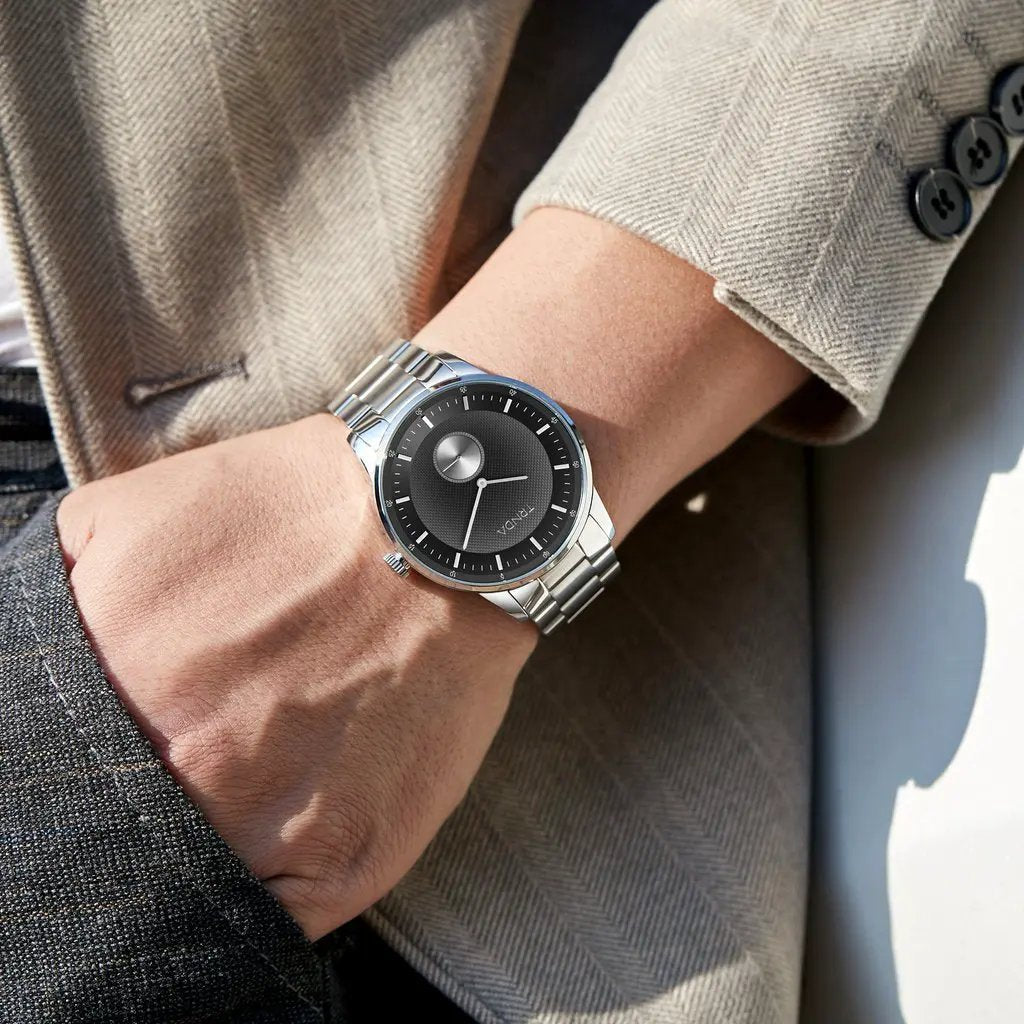 Trnda Men's Stainless Steel Watch, Gradient Light Gray Dial | Trn-4325 by TRNDA