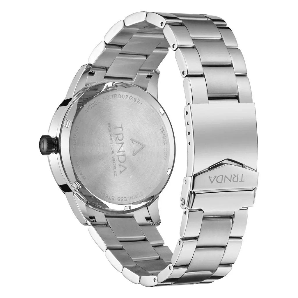 Trnda Men's Stainless Steel Watch, Black Dial | Trnda-43ss by TRNDA