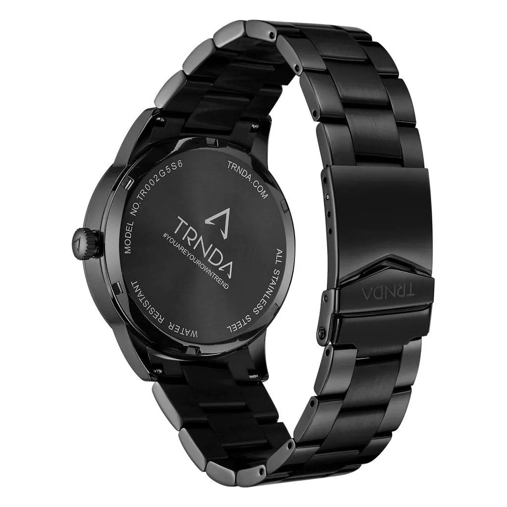 Trnda Men's Black Stainless Steel Watch, Round Dial | Trn43mmblack by TRNDA