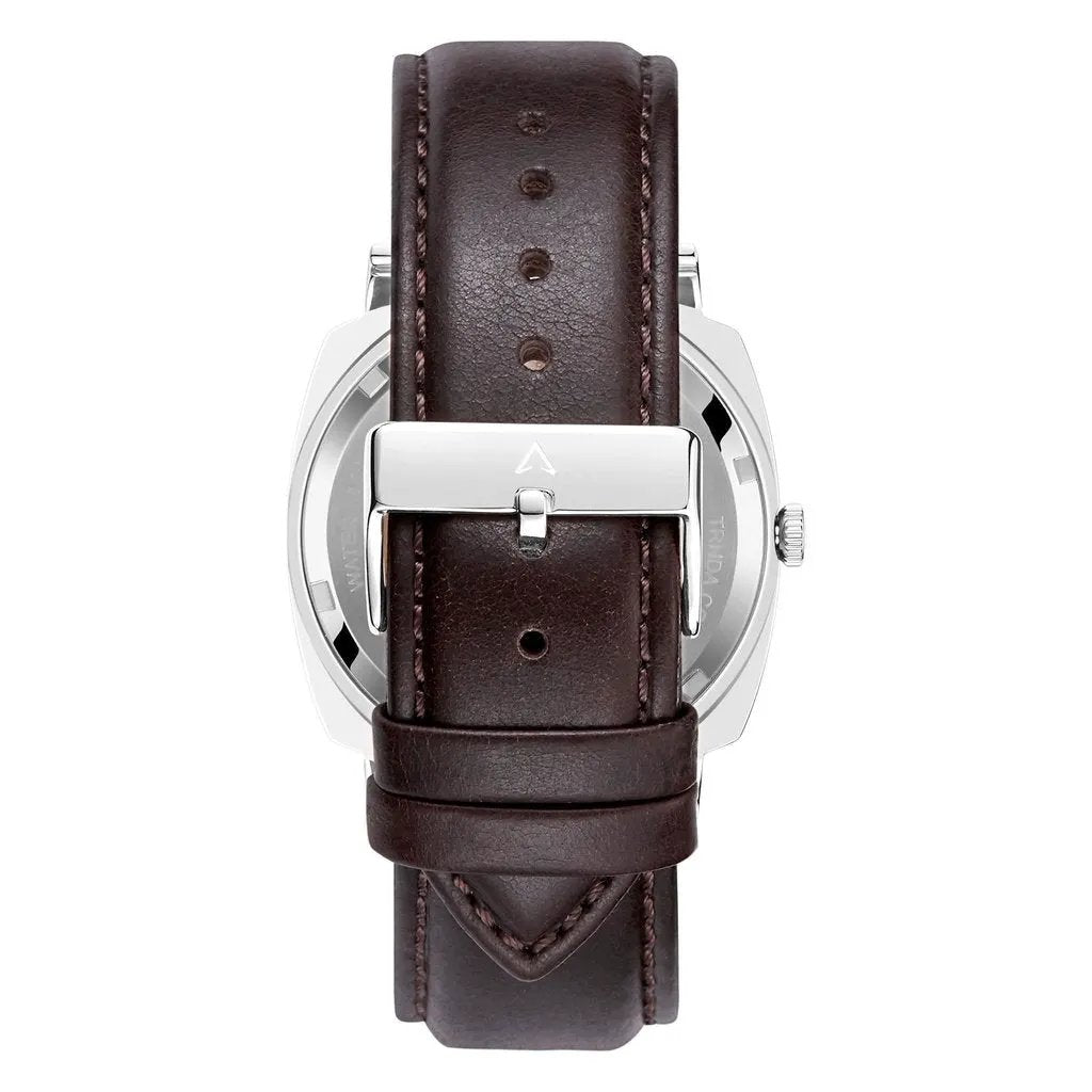 Trnda Men's Stainless Steel Square Watch, Brown Leather | Trn45s by TRNDA