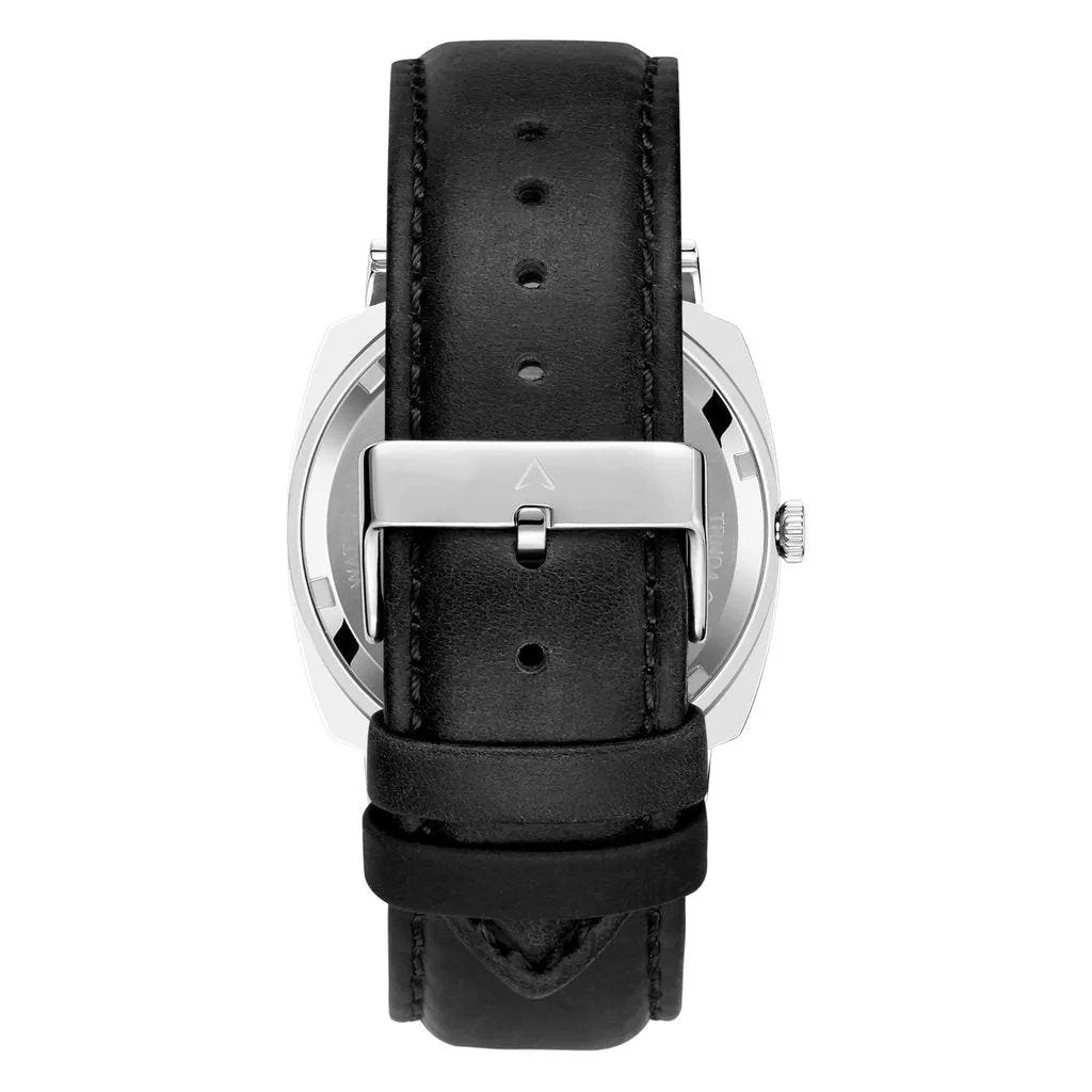 Trnda Men's Stainless Steel Watch, Black Leather Band | Tr45s by TRNDA