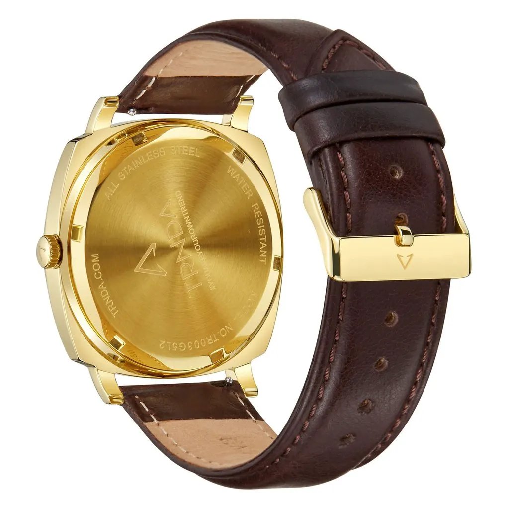 Trnda Men's Gold Stainless Steel Watch, Blue Dial | Tr45gbl by TRNDA