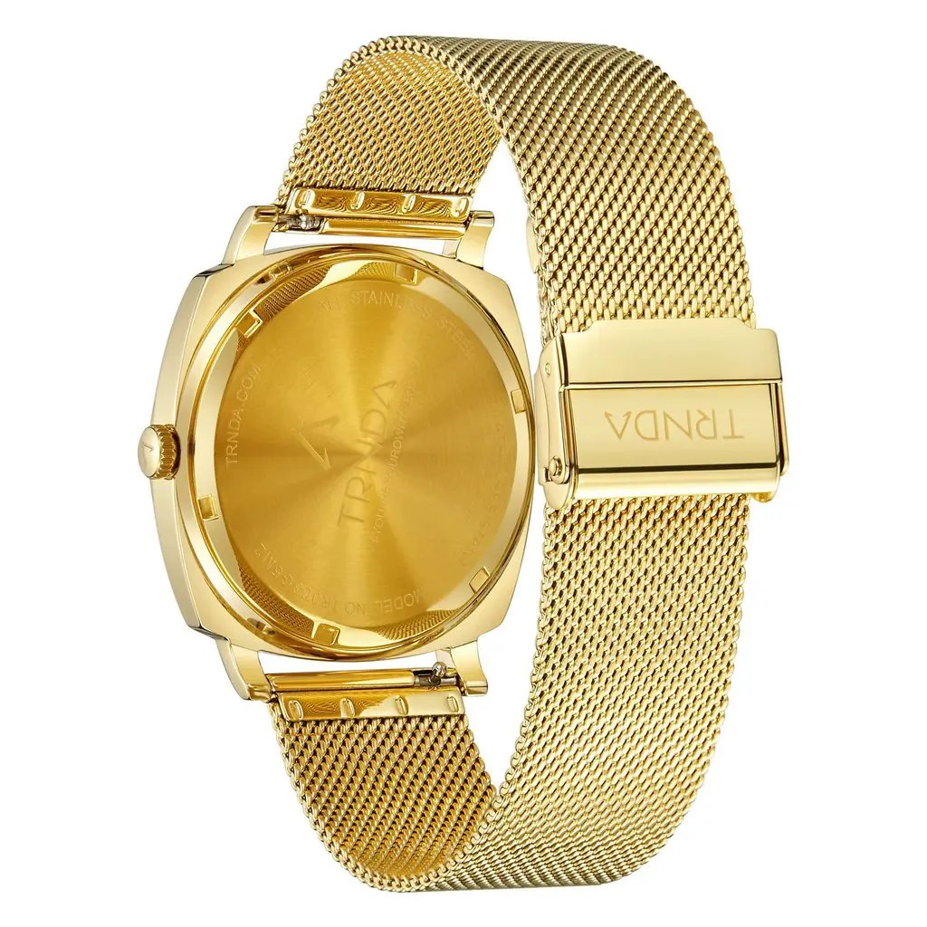 Trnda Men's Gold Stainless Steel Watch, Blue Dial | Trn-45mm-Gd by TRNDA