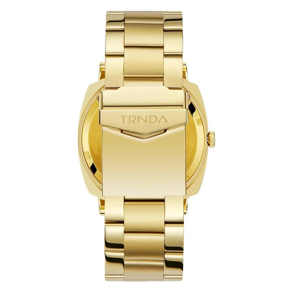 Trnda Men's Gold Stainless Steel Watch, Black Dial | Trnda-045 by TRNDA