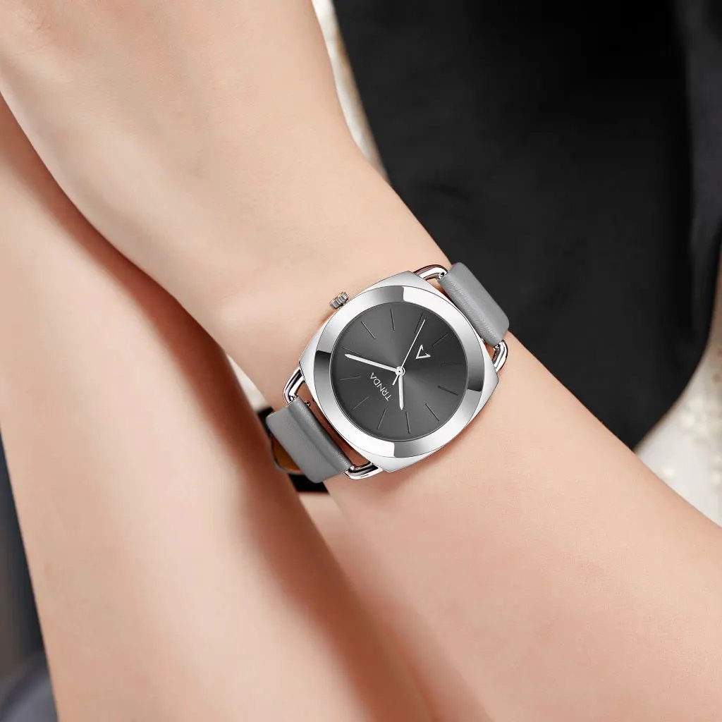 Trnda Women's Stainless Steel Watch, Gray Leather Band | Trn-W35.8 by TRNDA