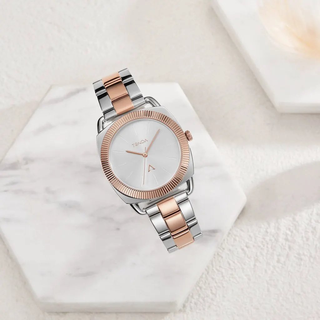 Trnda Women's Stainless Steel Watch, Silver-Rose Gold | Tr35s by TRNDA